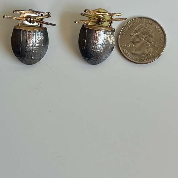 Carolyn Morris Bach Pierced Earrings Sterling Silver 18K Gold - Picture 11 of 14